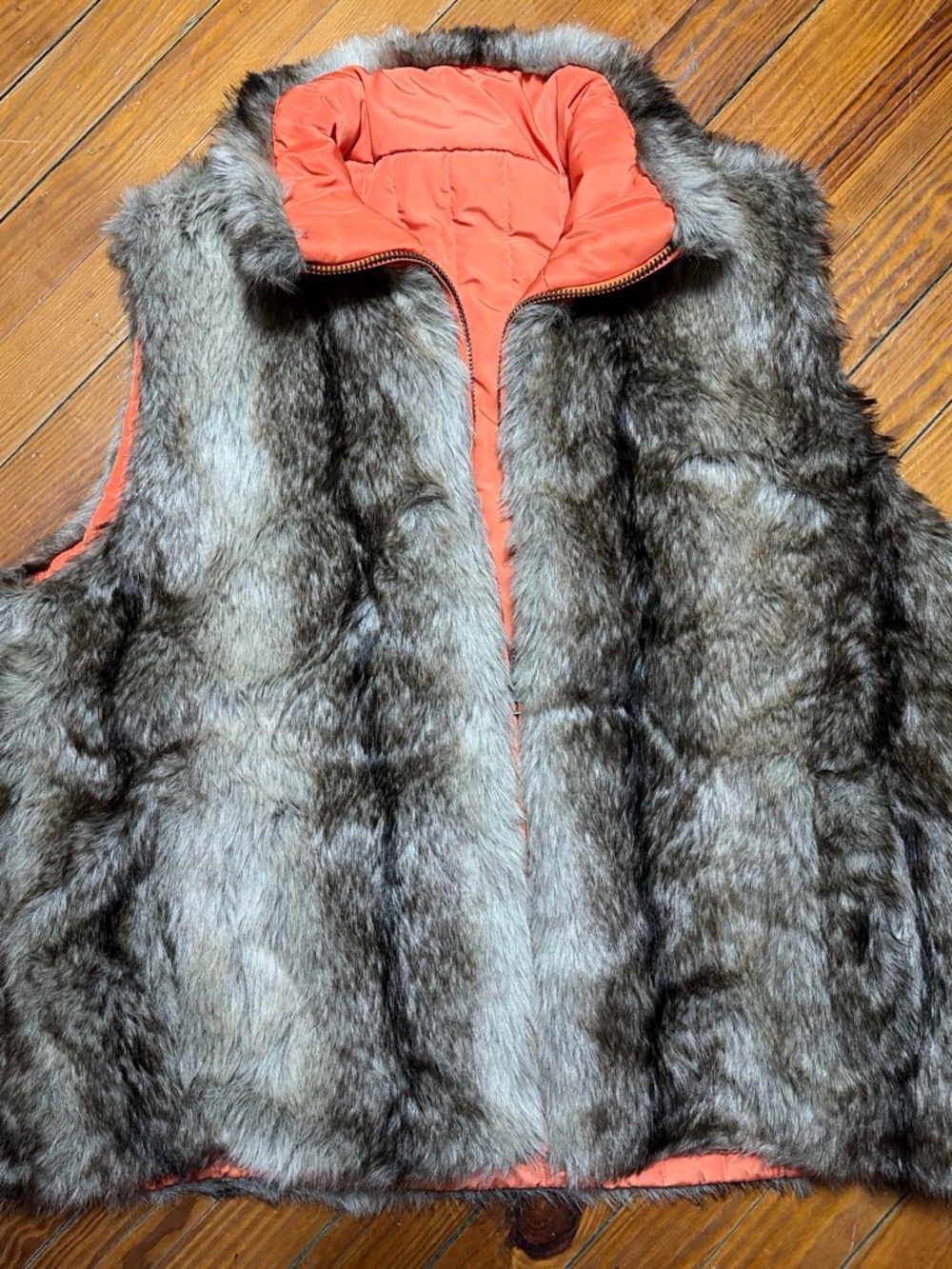 Urban Outfitters Faux Fur Vest with Orange Lining